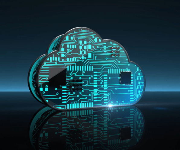 Cloud computing concept illustrating disaster recovery services and secure data backup in a digital environment.